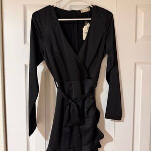 Altar'd State Black Long Sleeve Wrap Dress